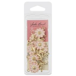 John Bead Sweet & Petite Enamel Charm - Daisy, Pink, Pkg of 8 front of packaging