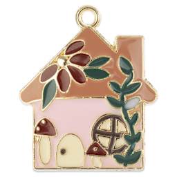 John Bead Sweet & Petite Enamel Charm - House, Pink showing single charm