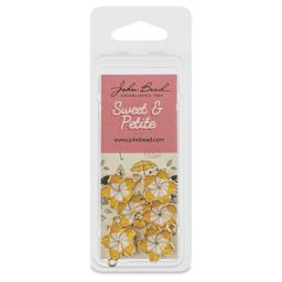 John Bead Sweet & Petite Enamel Charm - Flower, Yellow and White, Pkg of 8 front of packaging