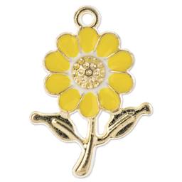 John Bead Sweet & Petite Enamel Charm - Daisy, Yellow showing single charm