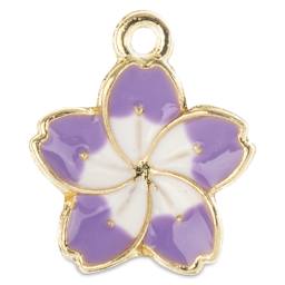 John Bead Sweet & Petite Enamel Charm - Flower, Purple and White showing single charm