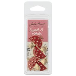 John Bead Sweet & Petite Enamel Charm - Mushrooms, Red, Pkg of 4 front of packaging