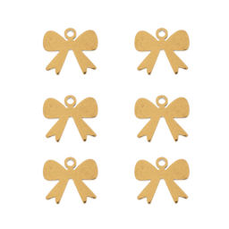 John Bead Sweet & Petite Metal Charms - Pkg of 6, Gold Bows