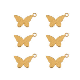 John Bead Sweet & Petite Metal Charms - Pkg of 6, Gold Butterflies