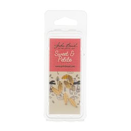 John Bead Sweet & Petite Metal Charms - Pkg of 6, Gold Feathers front of packaging