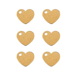 John Bead Sweet & Petite Metal Charms - Pkg of 6, Gold Hearts