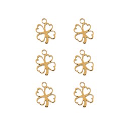 John Bead Sweet & Petite Metal Charms - Pkg of 6, Gold Clover
