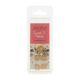 John Bead Sweet & Petite Metal Charms - Pkg of 6, Gold Clover front of packaging