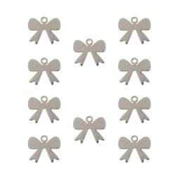 John Bead Sweet & Petite Metal Charms - Pkg of 10, Silver Bows