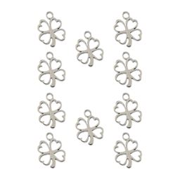 John Bead Sweet & Petite Metal Charms - Pkg of 10, Silver Clover