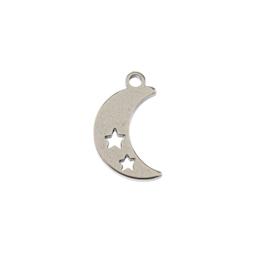 John Bead Sweet & Petite Metal Charms - Silver Moon with Stars single charm