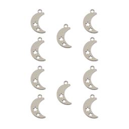 John Bead Sweet & Petite Metal Charms - Pkg of 10, Silver Moon with Stars