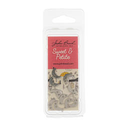 John Bead Sweet & Petite Metal Charms - Pkg of 10, Silver Moon with Stars front of packaging