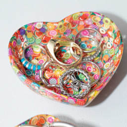 Jewelry Made By Me Dish Silicone Mold - Small Heart Dish completed project (resin not included)