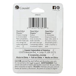 Cousin Plated Silver Elegance Leverback Earwires - Pkg of 6 back of packaging