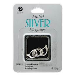 Cousin Plated Silver Elegance Leverback Earwires - Pkg of 6 front of packaging