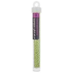 John Bead Solgel Chalk Dyed Czech Seed Beads - 11/0, Green, 23 g vial