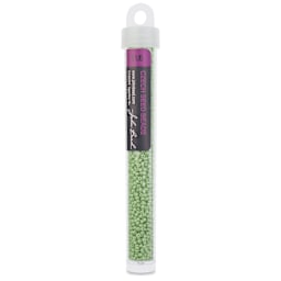 John Bead Solgel Chalk Dyed Czech Seed Beads - 11/0, Dark Green, 23 g vial