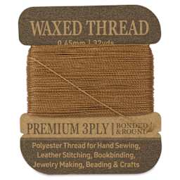 Hemptique Waxed Bonded & Round Thread - Light Brown, 0.45 mm, 32 yds