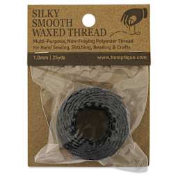 Hemptique Silky Smooth Waxed Thread - Black, 1 mm, 25 yds - front of packaging