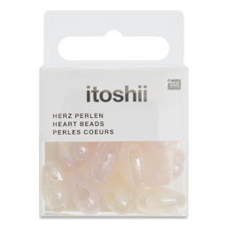 Rico Design Itoshii Plastic Heart Beads - Holographic Rose, Pkg of 12 - front of packaging
