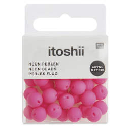 Rico Design Itoshii Plastic Beads - Asymmetrical, Pkg of 40, Neon Pink, 8 mm Dia.