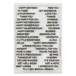 Hero Arts Messages and Sentiments Clear Stamp Set - Pkg of 42, Everyday Sentiment Strips