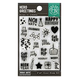 Hero Arts Messages and Sentiments Clear Stamp Set - Pkg of 24, Your Day Messages front of packaging