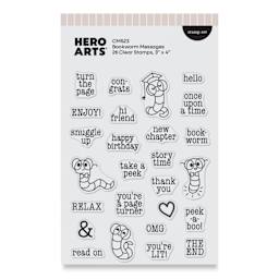 Hero Arts Bookworm Messages Clear Stamp Set - Set of 23 front of packaging