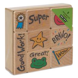 Hero Arts Woodblock Teacher Stamp Sets - Set of 8, Bravo For Teacher angled view