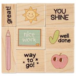 Hero Arts Woodblock Teacher Stamps Set - Set of 8, Well Done