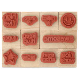 Hero Arts Woodblock Teacher Stamps Set - Set of 11, Gold Star rubber designs