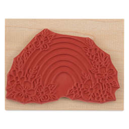 Hero Arts Floral Rainbow Woodblock Stamp - 4.25" x 3.25" showing stamp face