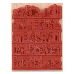 Hero Arts Bookcase Woodblock Stamp - 5.25" x 4" showing stamp face