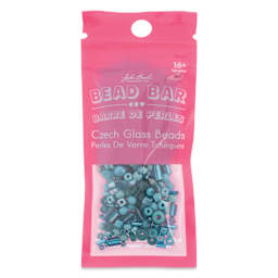 John Bead Bead Bar Czech Glass Bead Assortment - Turquoise Blue, 20 g front of packaging