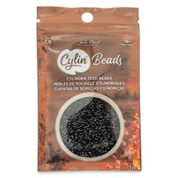 John Bead Cylin 11/0 Cylindrical Seed Beads - Black Opaque front of packaging