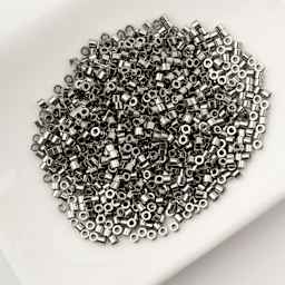 John Bead Cylin 11/0 Cylindrical Seed Beads - Steel sitting in dish