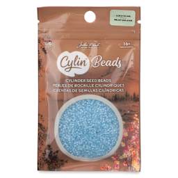 John Bead Cylin 11/0 Glow in the Dark Cylindrical Seed Beads - Blue, 25g front of packaging