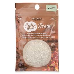 John Bead Cylin 11/0 Glow in the Dark Cylindrical Seed Beads - White to Green, 25g front of packaging