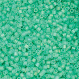 John Bead Cylin 11/0 Matte Macaron Cylindrical Seed Beads - Green Turquoise AB