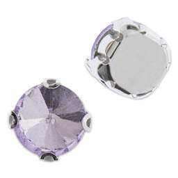 John Bead Crystal Lane DIY Sew On Rhinestones - Pkg of 20, Silver Setting, Violet, 10 mm