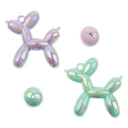 John Bead Super Cute Acrylic Animal Beads - Pkg of 4, Balloon Dogs, Violet and Green