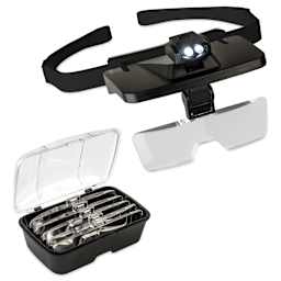 John Bead Head Mounted Magnifier with Lights with case and swappable lenses