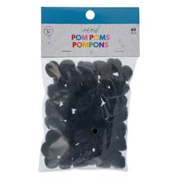 John Bead Pom Poms - Pkg of 100, Black, 1" front of packaging