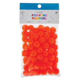 John Bead Pom Poms - Pkg of 100, Dark Orange, 1" front of packaging