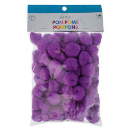John Bead Pom Poms - Pkg of 65, Purple, 1/2" front of packaging