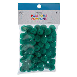 John Bead Pom Poms - Pkg of 100, Dark Green, 1" front of packaging