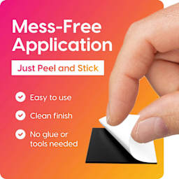 Hygloss Self-Adhesive Magnetic Squares. Mess-free application, just peel and stick. Easy to use, clean finish, no glue or tools needed.