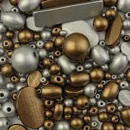 John Bead Wood Craft Beads - Silver and Gold, 90 g Bag