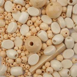 John Bead Wood Craft Beads - Natural, 90 g Bag